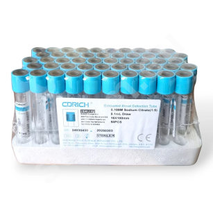 Próbówka z cytrynianem sodu CDR sterylna 9ml 50 sztuk - data 06.07.2026