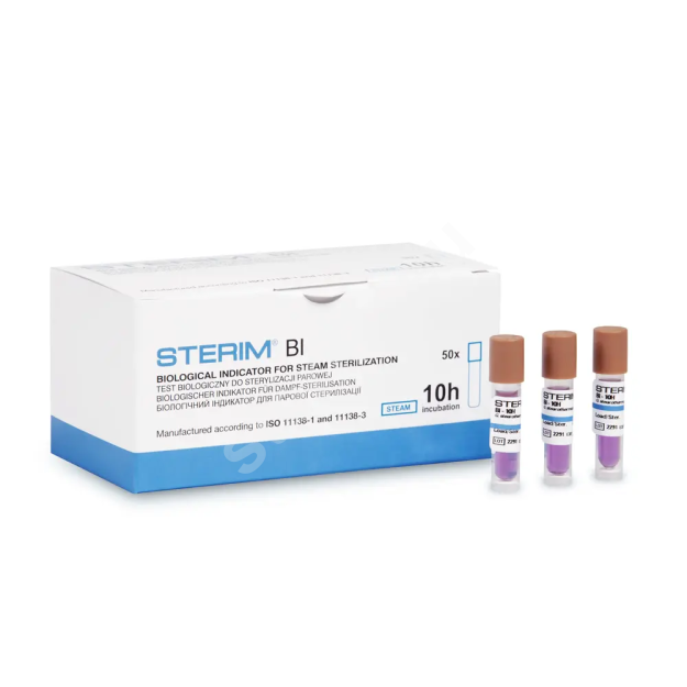 Ampułkowe testy biologiczne szybkiego odczytu do sterylizacji parowej marki Sterim