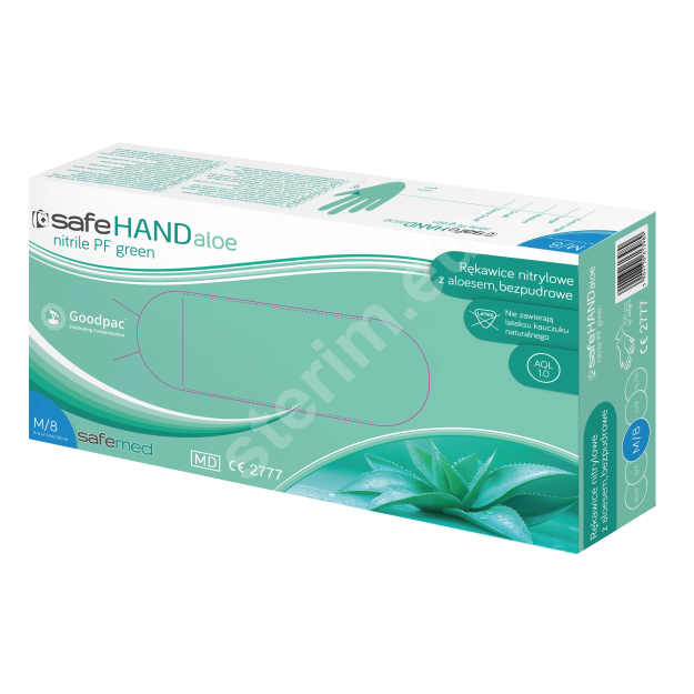 rękawiczki nitrylowe zielone z aloesem