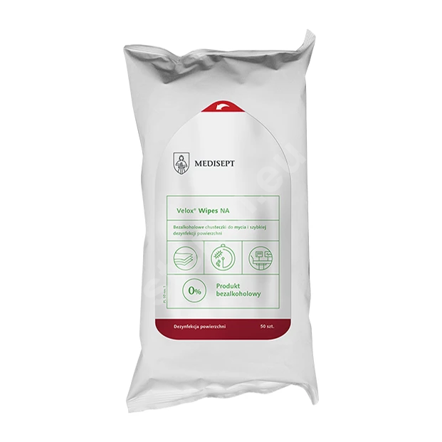 Chusteczki bezalkoholowe Velox Wipes NA do dezynfekcji powierzchni - 50 sztuk