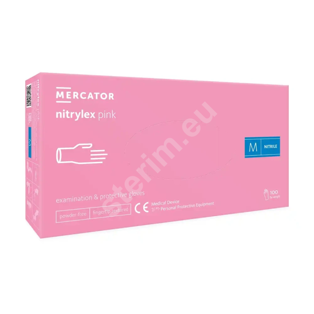 rękawiczki nitrylowe różowe mercator