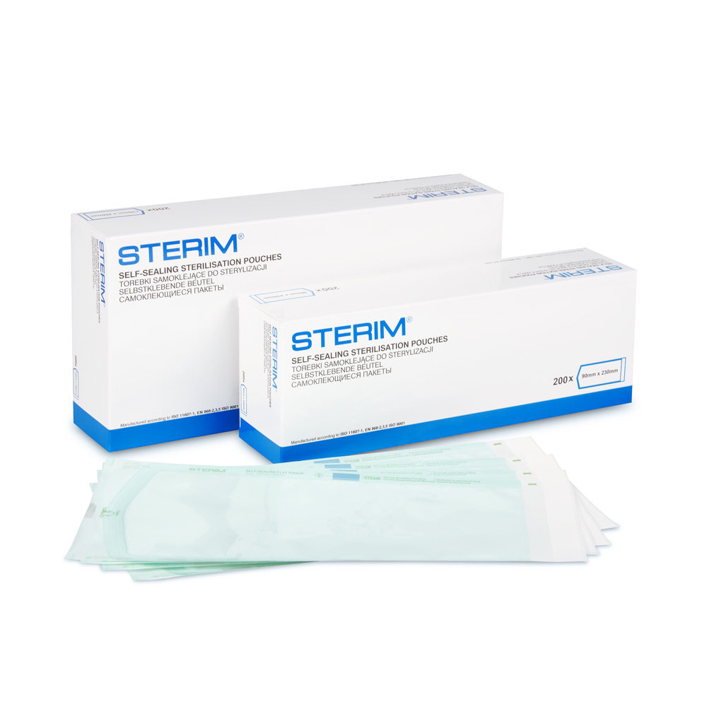 Torebki do sterylizacji STERIM w opakowaniu 